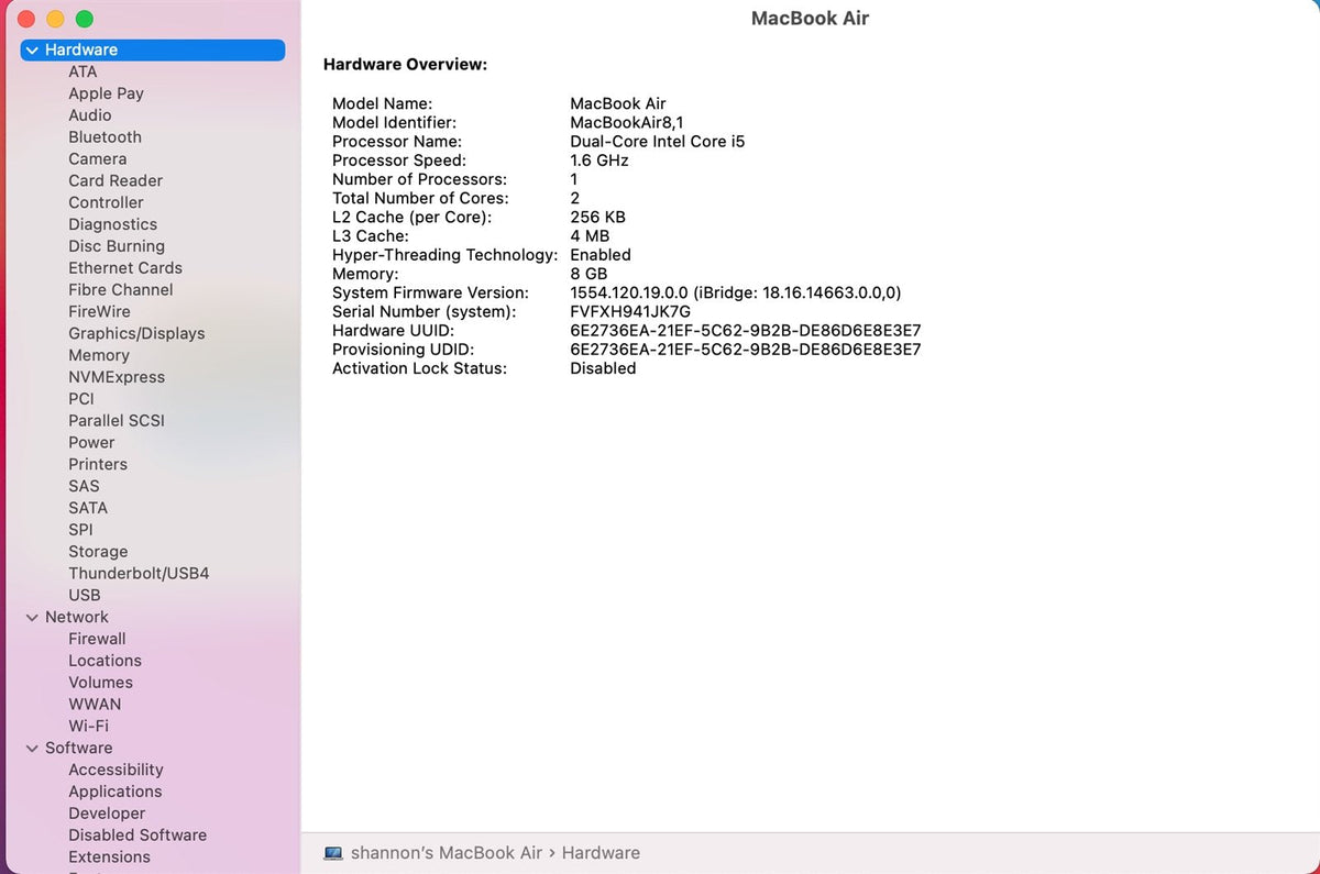 13" MacBook Air Late 2018 A1932 Logic Board i5 1.6Ghz 8GB 256GB +Touch ID Sensor