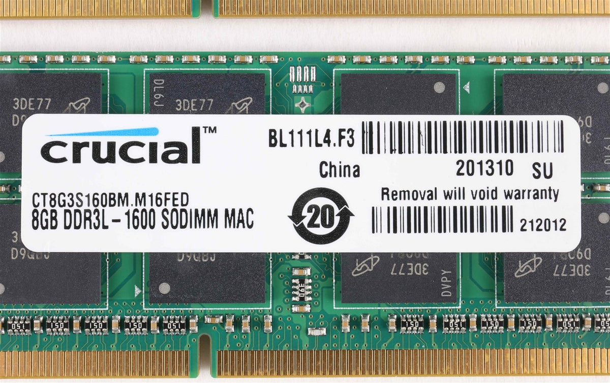 Apple Compatible Ram Crucial 16GB (2x8GB) DDR3-1600 PC3-12800L soDimm Memory