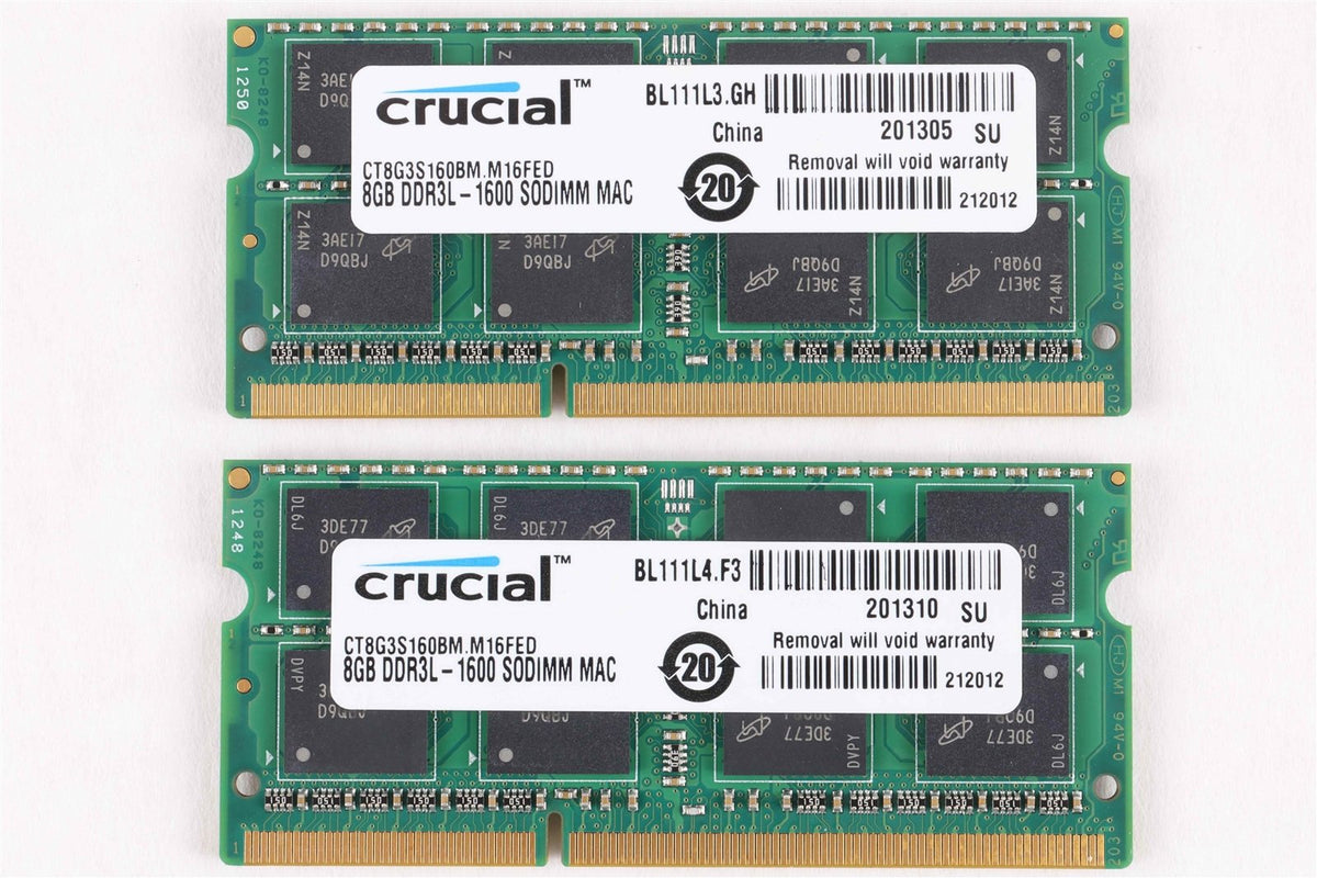 Apple Compatible Ram Crucial 16GB (2x8GB) DDR3-1600 PC3-12800L soDimm Memory