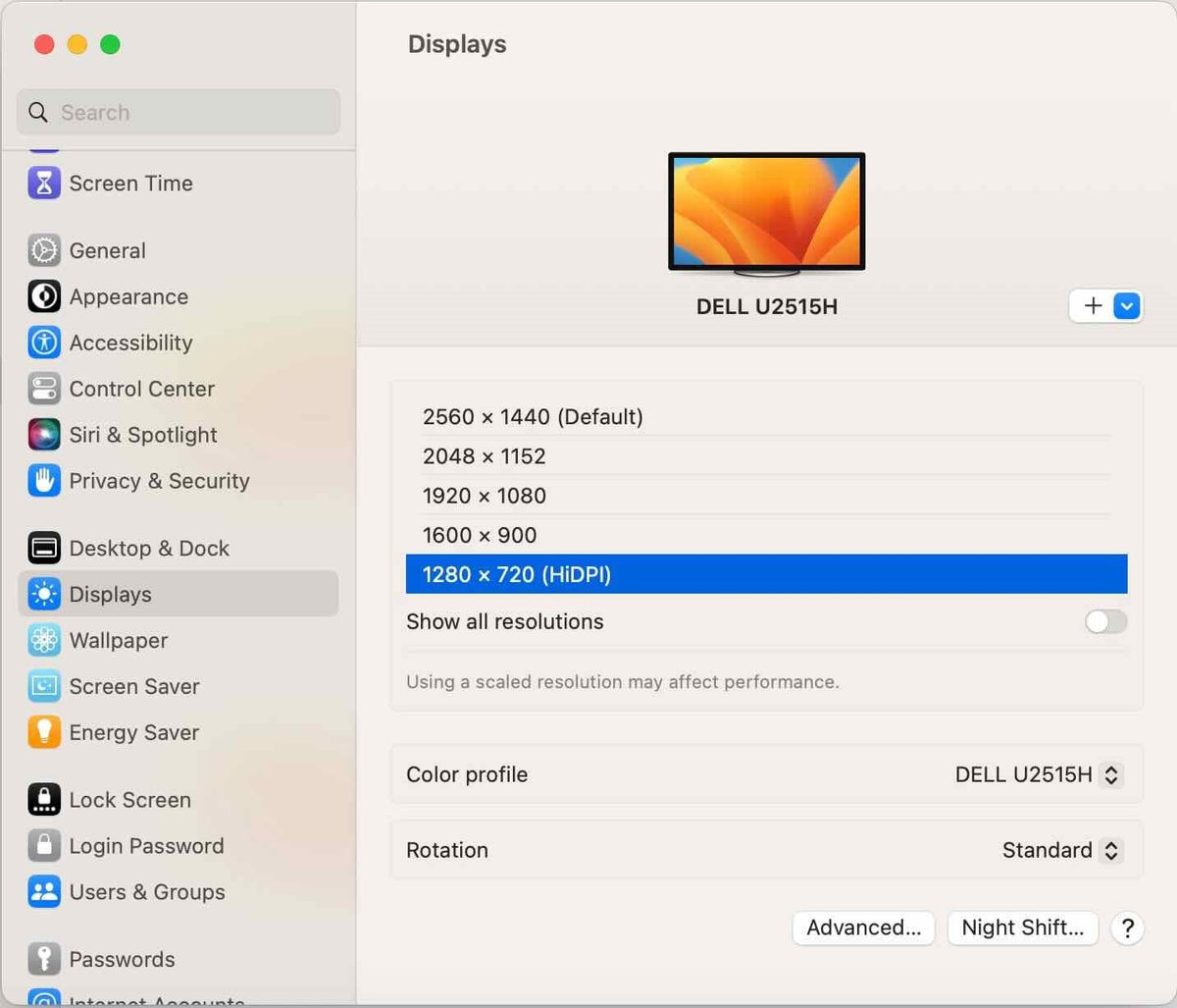 Dell UltraSharp 25" QHD Monitor U2515H & MSA14 Monitor Stand W/ Cable Management