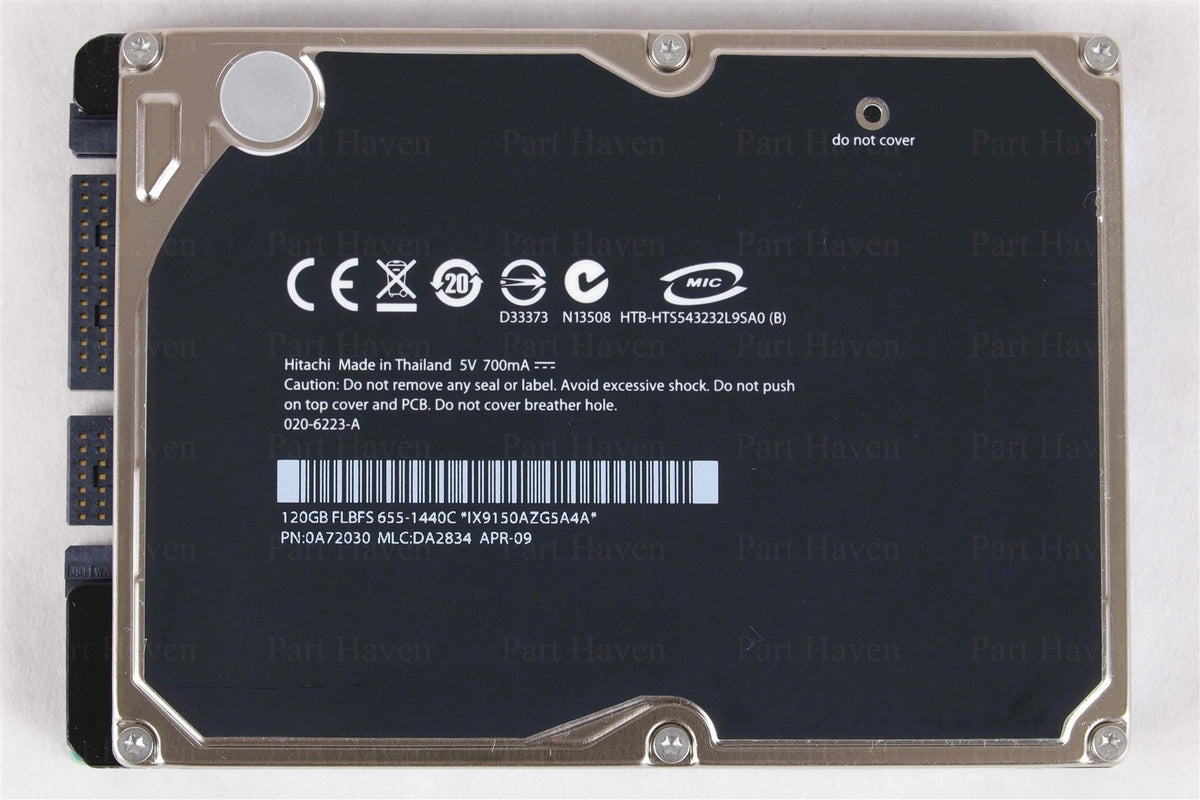 Apple OEM Hitachi 2.5" 9.5mm Hard Drive 120 GB 5400 RPM 655-1440 HTS543232L9SA0
