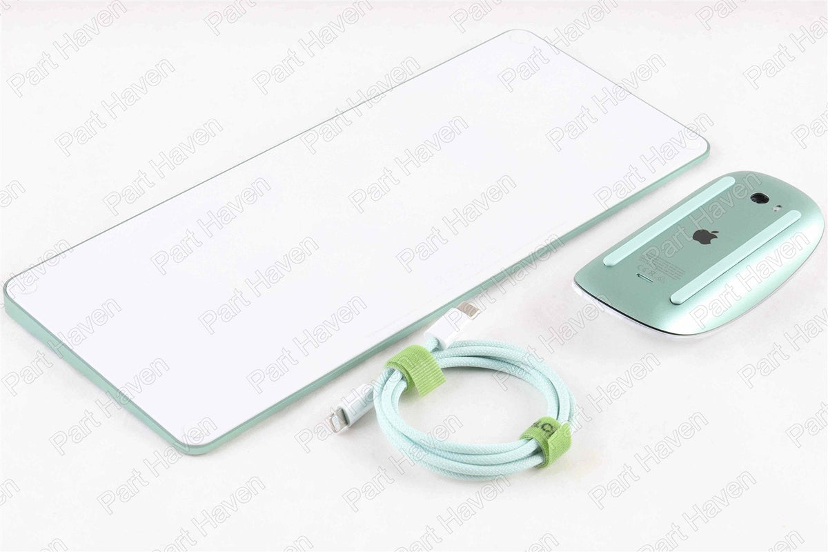 Apple Desk Set In Green || Magic Keyboard W/Touch ID Magic Mouse & Braided Cable