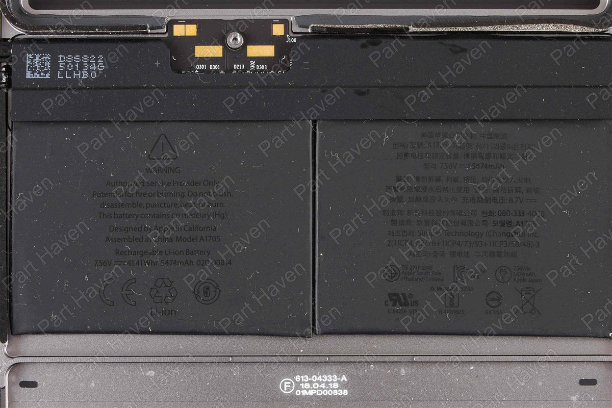 Bottom Case Battery || 12" MacBook Mid 2017 A1534 || 100-200 Cycles|| Space Gray