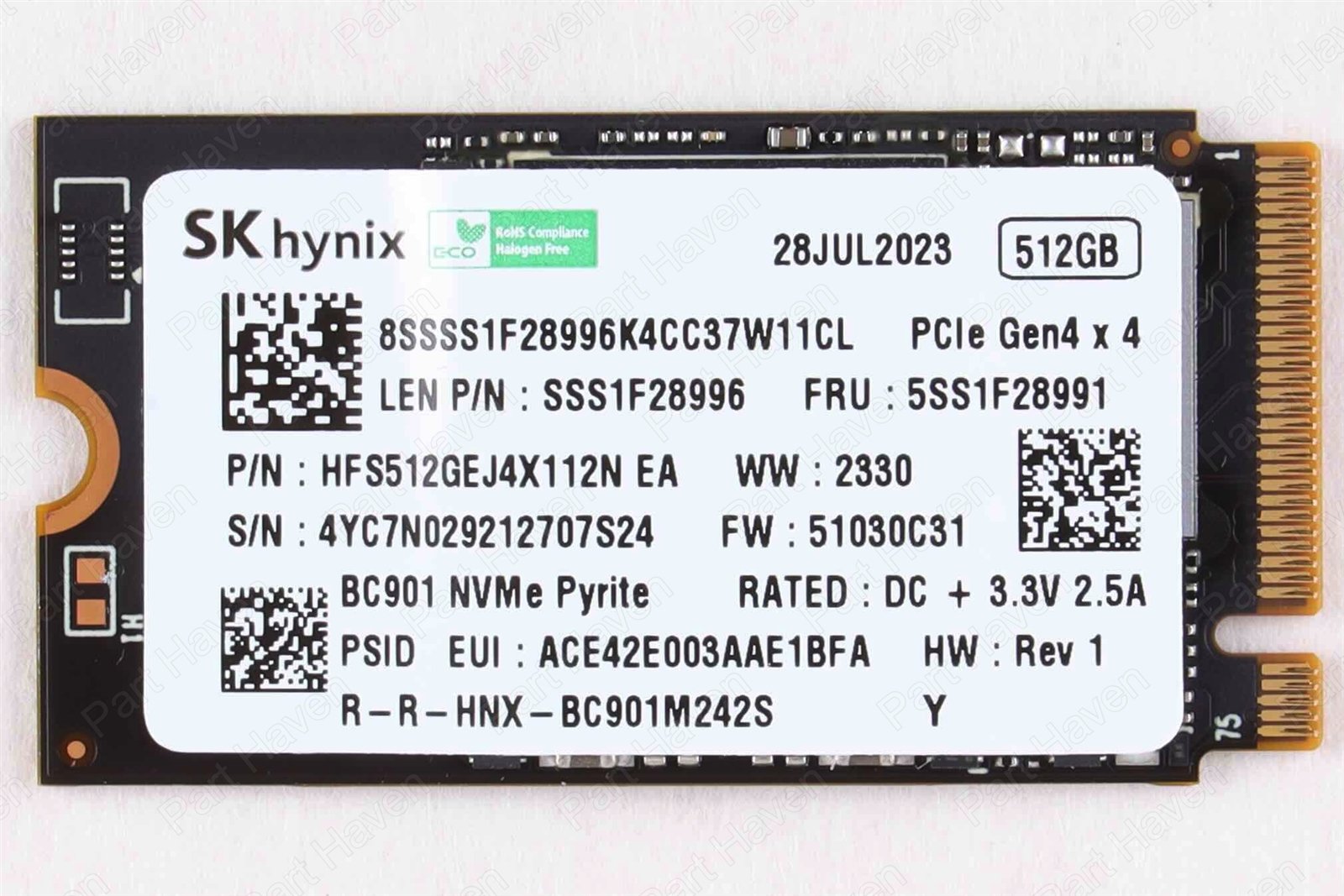 SK Hynix 512GB M.2 2242 PCIe Gen4 x4 NVMe SSD || HFS512GEJ4X112N