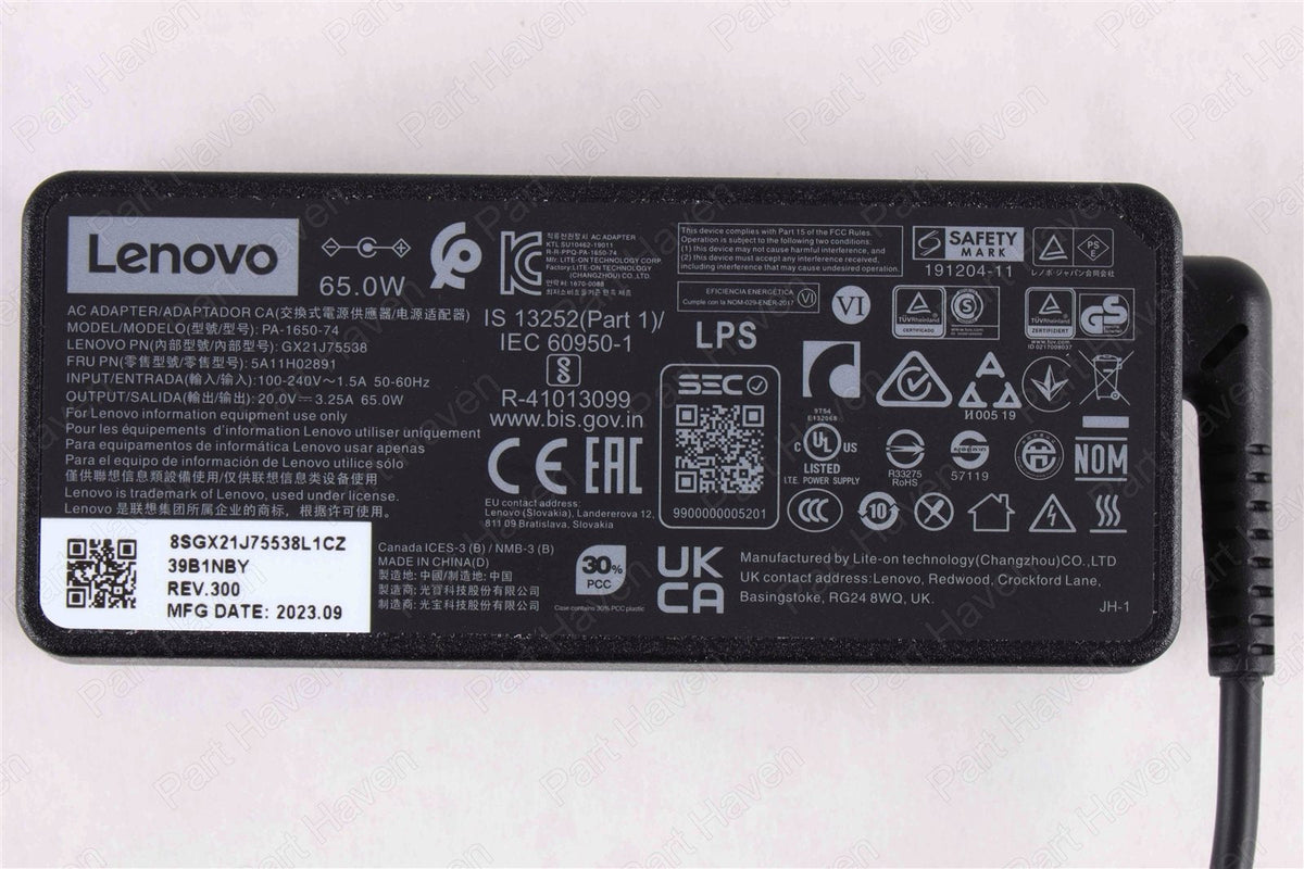 Genuine Lenovo 65 Watt Power Supply || PA-1650-74 || GX21J75538