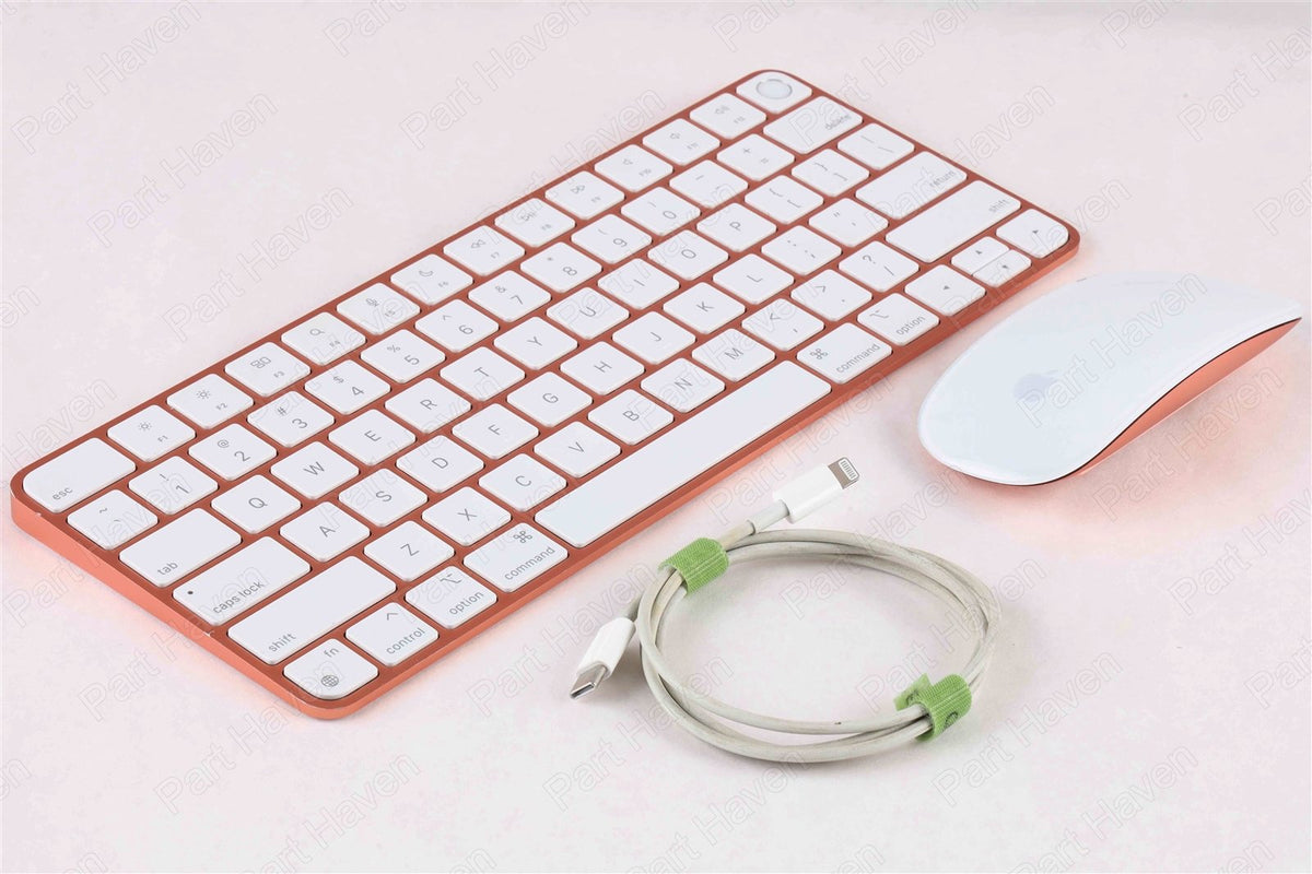 Apple Magic Keyboard 2 W/Touch ID + Magic Mouse Combo in Orange + Lighting Cable