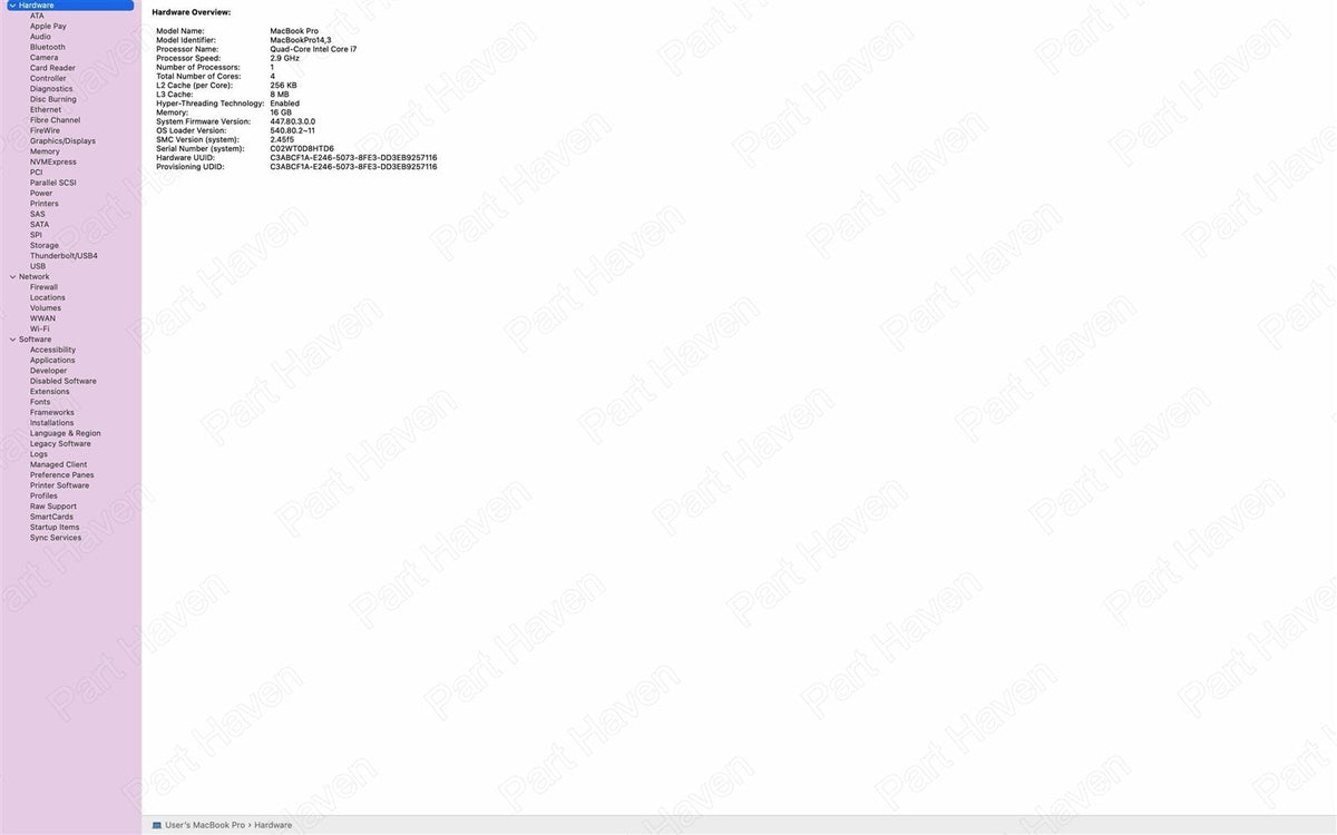 Logic Board 2.9GHz i7 16GB 512GB Pro 560 - Apple 15" MacBook Pro Mid 2017 A1707
