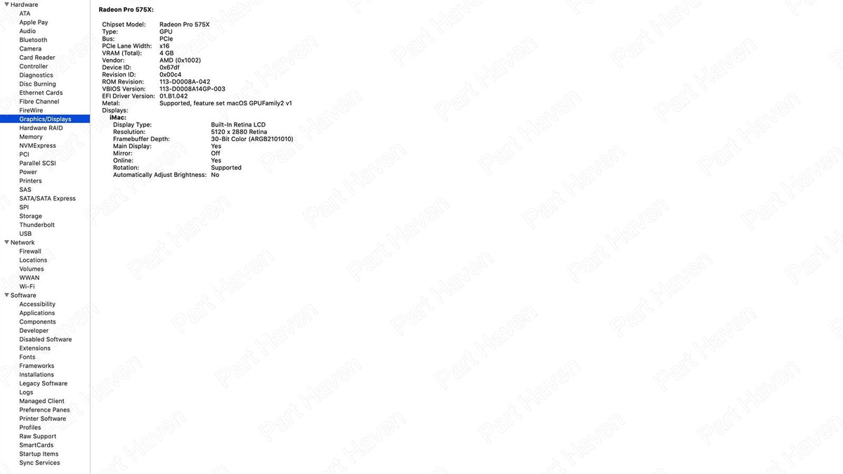 Retina 5K iMac 27" A2115 2019 Logic Board W/4GB Radeon Pro 575X NO CPU