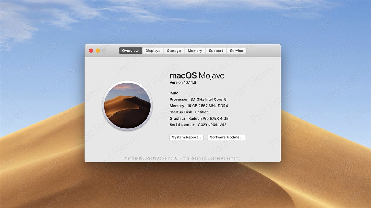 Retina 5K iMac 27" A2115 2019 Logic Board W/4GB Radeon Pro 575X NO CPU