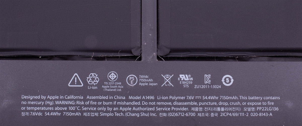 Genuine Apple Battery 13" MacBook Air Mid 2013 A1496 7150mAh 100-200 Cycles