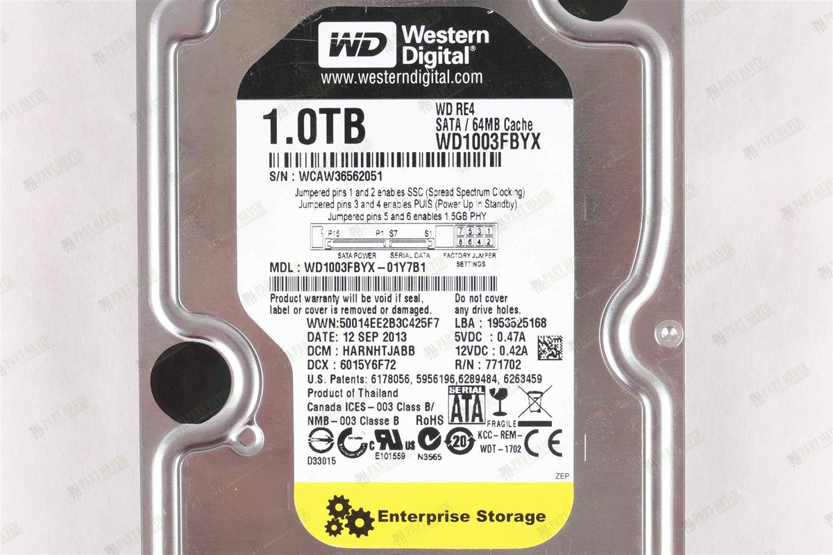 Western Digital Caviar Black Enterprise 1 TB 3.5" 64MB Cache 7200 rpm WD1003FBYX