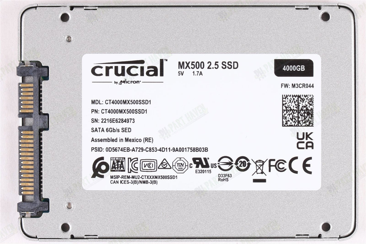 Crucial 2.5" 4TB MX500 SSD CT4000MX500SSD1 Formatted For Apple Mac OS
