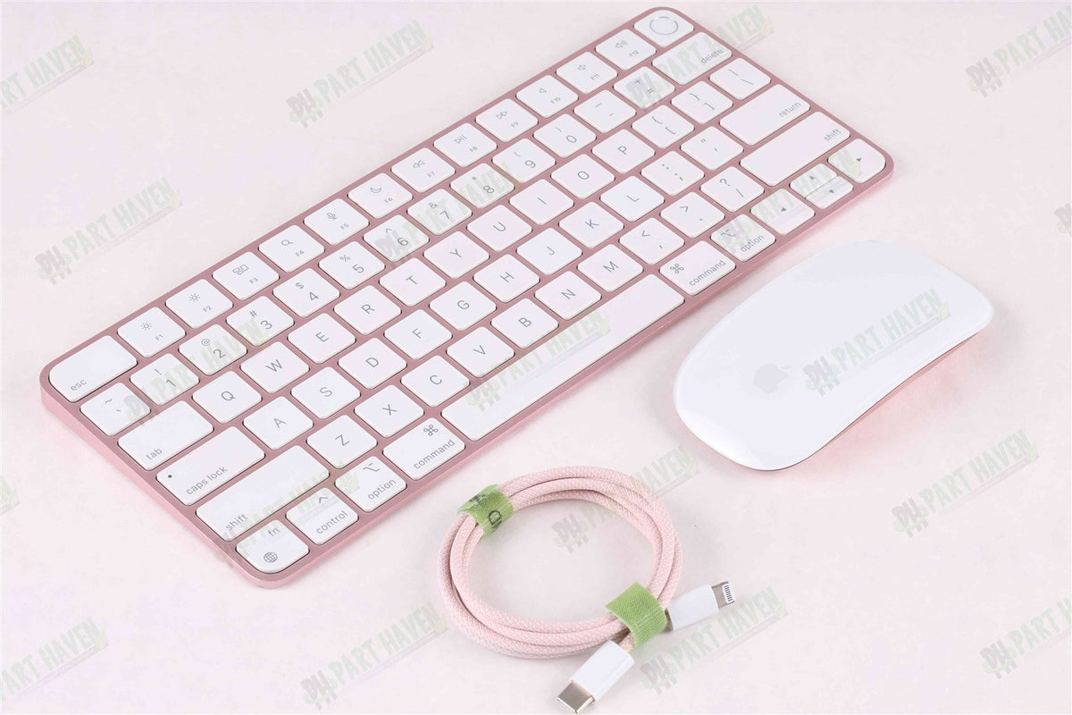 Apple Desk Set in Pink || Magic Keyboard W/Touch ID Magic Mouse & Braided Cable