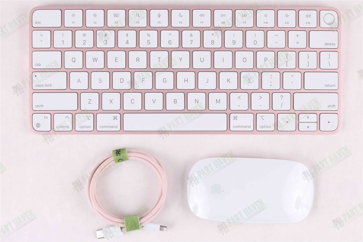 Apple Desk Set in Pink || Magic Keyboard W/Touch ID Magic Mouse & Braided Cable