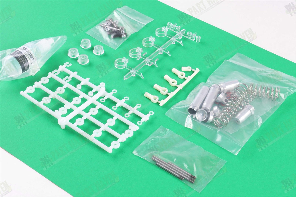AE RC10CC || Front & Rear Shocks || Oil Included || Silver Aluminum Shock Bodies