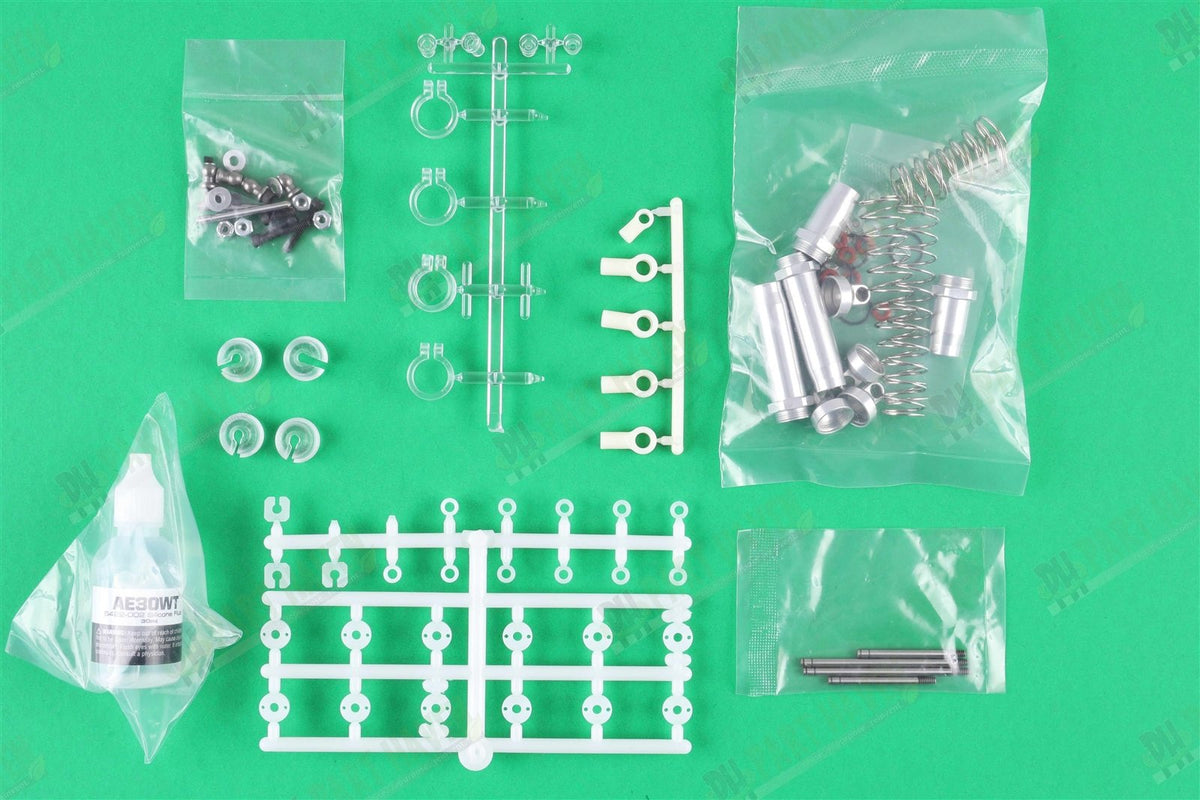 AE RC10CC || Front & Rear Shocks || Oil Included || Silver Aluminum Shock Bodies