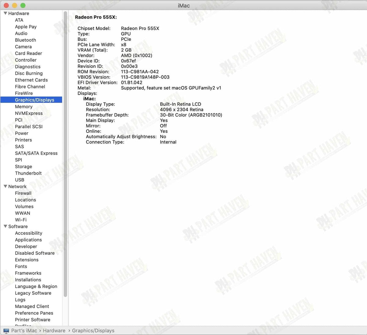 Apple iMac 21.5" A2116 4k 2019 Logic Board Radeon Pro 555x || No CPU No SSD Slot
