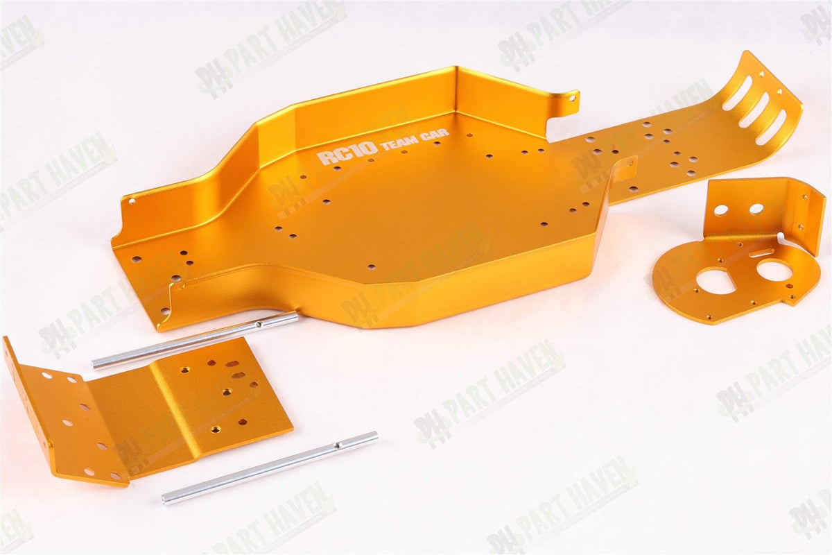 AE RC10 Team Car Gold Edition | Chassis | Nose Plate | Brace Tubes | Motor Plate