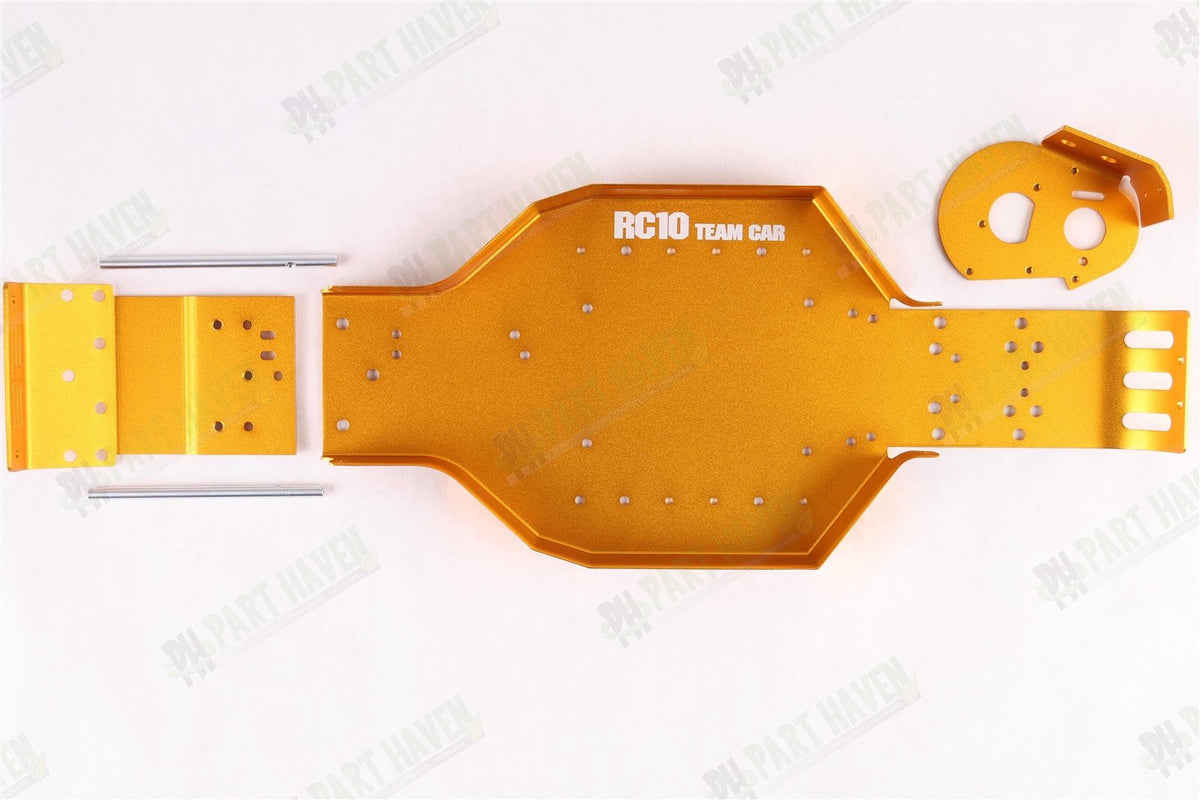 AE RC10 Team Car Gold Edition | Chassis | Nose Plate | Brace Tubes | Motor Plate