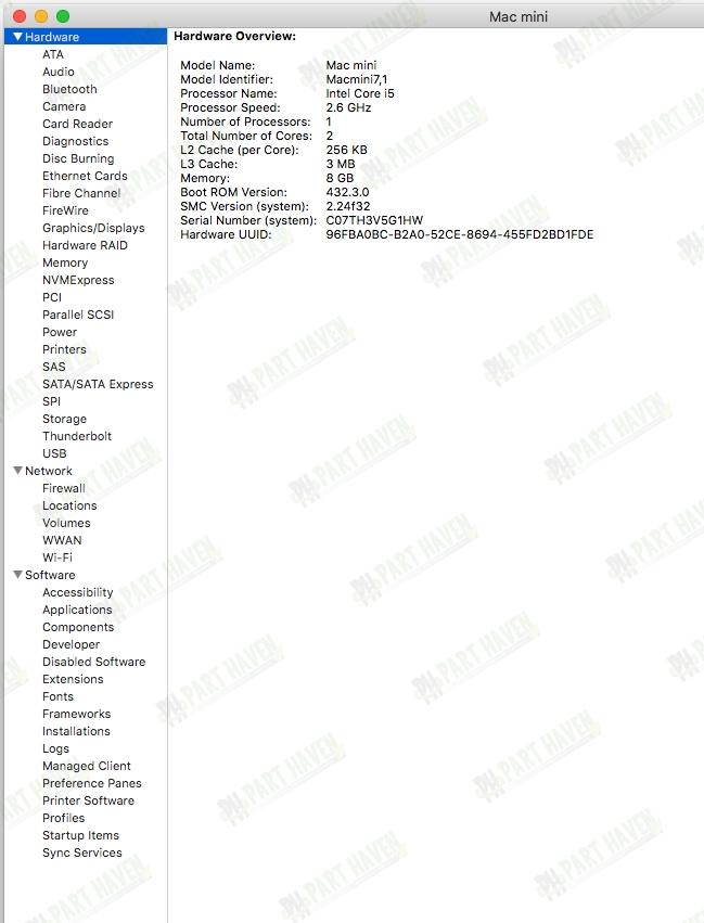 Logic Board || Mac Mini A1347 MGEN2LL/A Late 2014 || 2.6 GHZ Core i5 8GB Ram