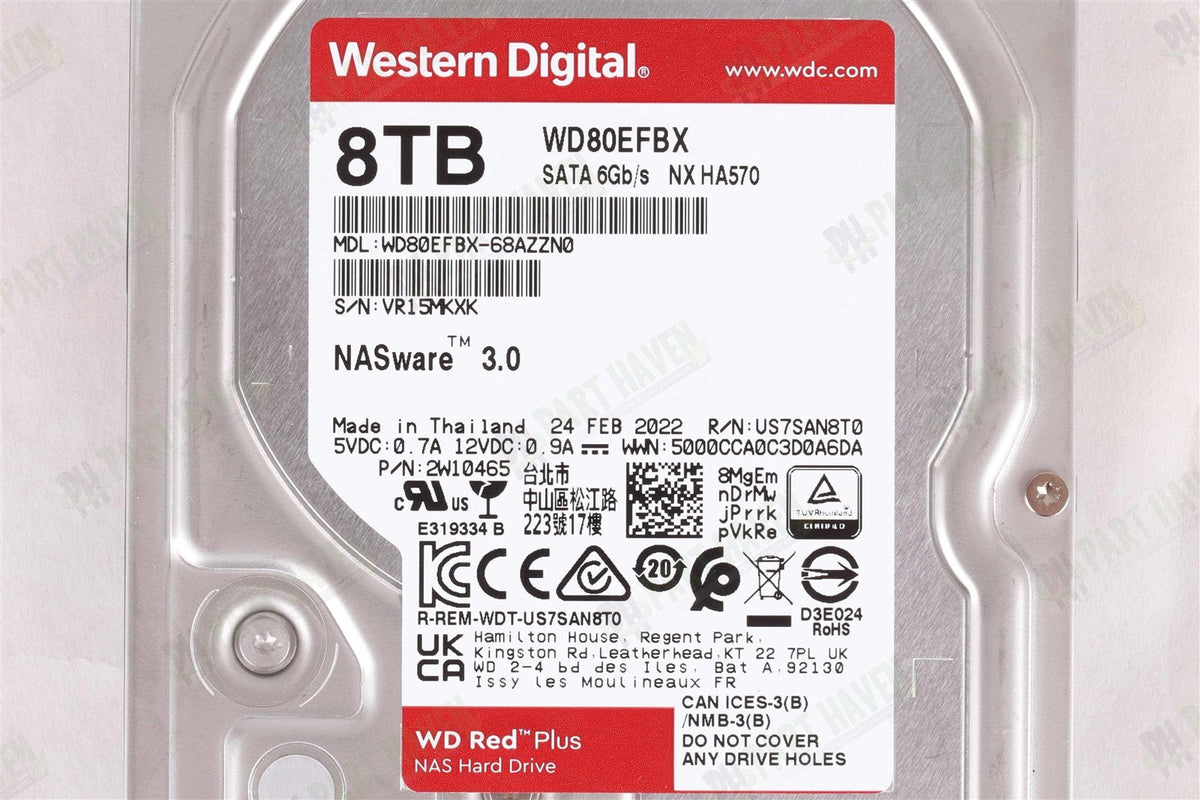 AS-IS WD Red Plus 8TB WD80EFPX HDD CMR NAS 5640RPM 3.5" SATA 6Gb/s 256MB Cache