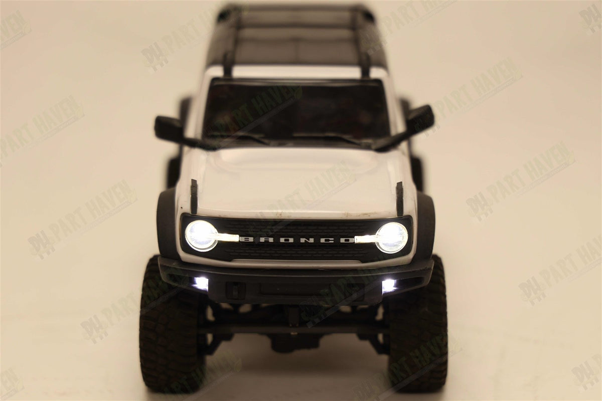 Traxxas 1/18 TRX-4M Crawler White Bronco Upgraded Light Kit & Aluminum Shocks