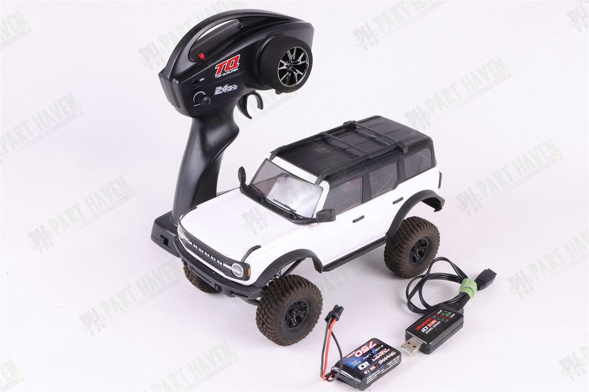 Traxxas 1/18 TRX-4M Crawler White Bronco Upgraded Light Kit & Aluminum Shocks
