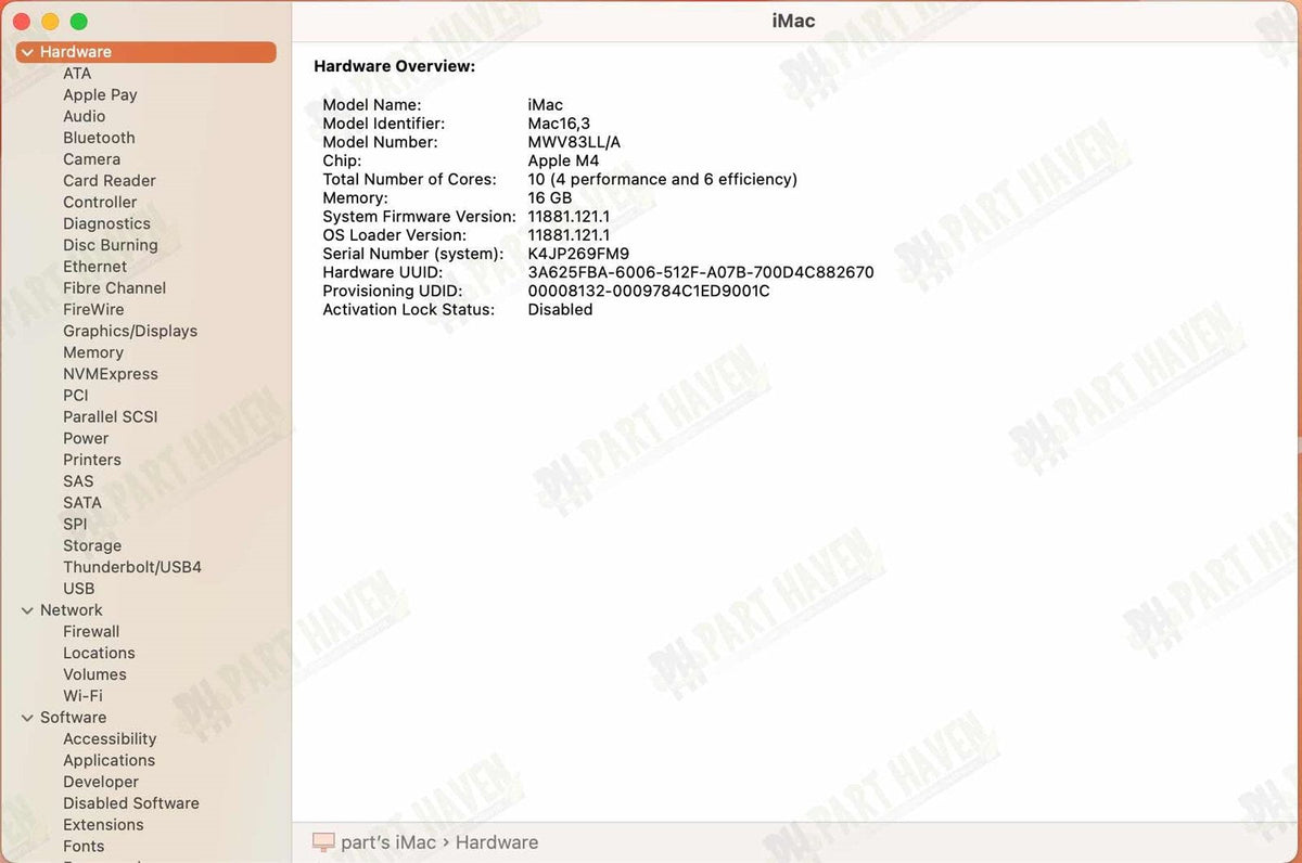 Logic Board | 24" M4 iMac 2024 MWV13LL/A A3137 | 16GB Ram 256 GB | 4 USB-C Ports
