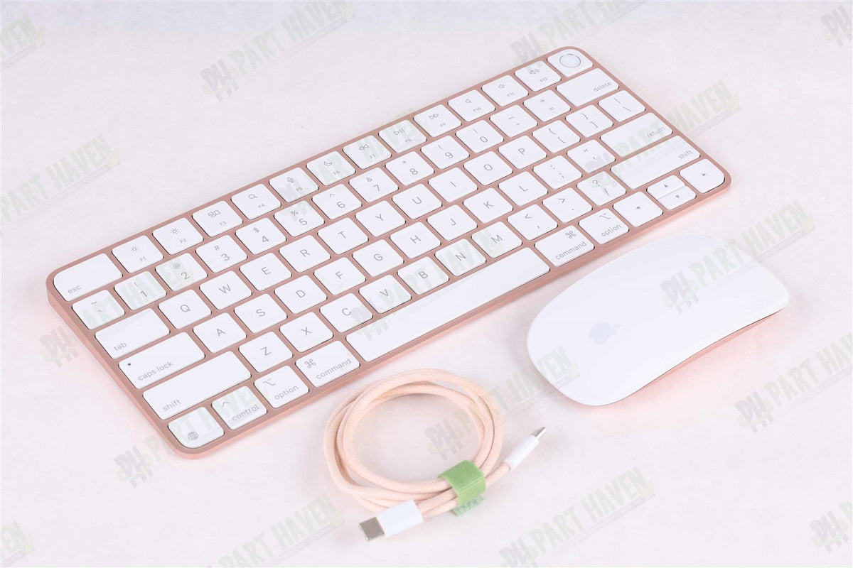 Apple USB-C Desk Set in Pink Magic Keyboard W/Touch ID Magic Mouse Braided Cable