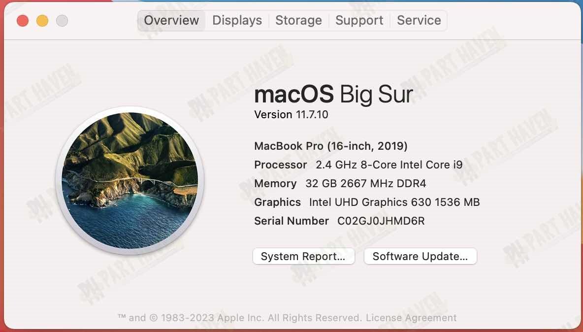 Logic Board + Touch ID || 2.4GHz i9 32GB / 512GB || 16" MacBook Pro 2019 A2141