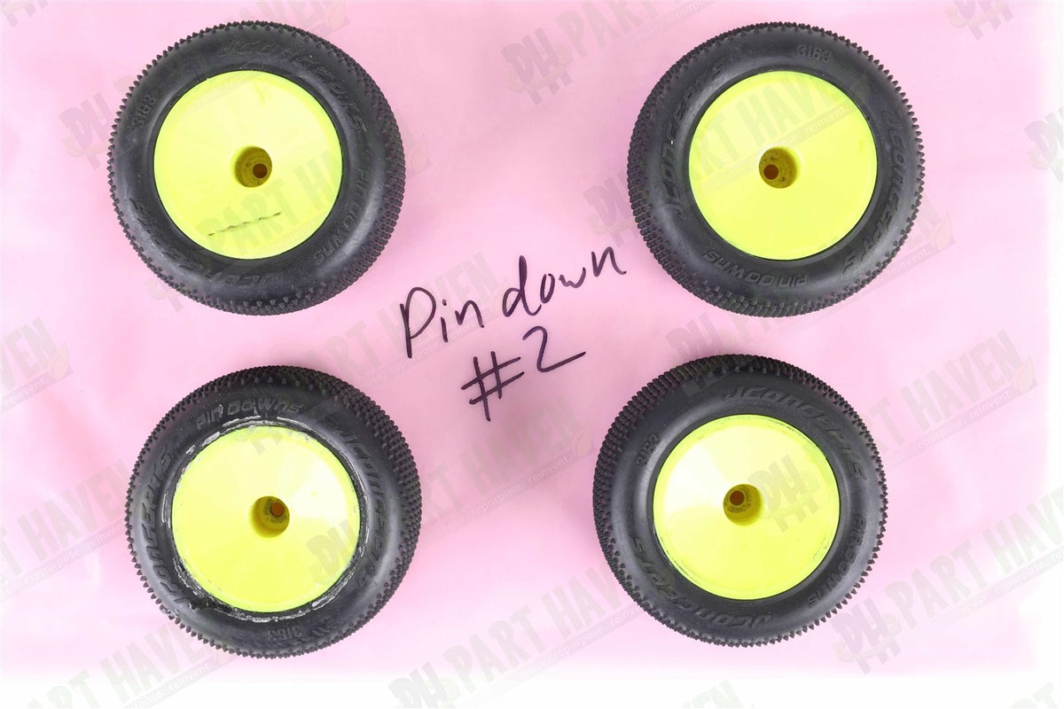 2 Pairs Mounted || JConcepts Pin Downs Pink 2.2 Inch Truck tires 3163-010 ||Set2
